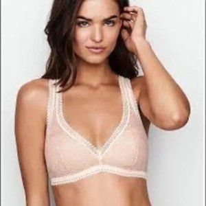 Victoria's Secret white lace bralette with nude lining racerback size XS